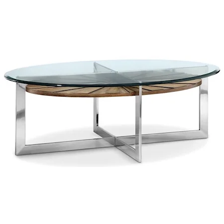 Oval Cocktail Table with Glass Top